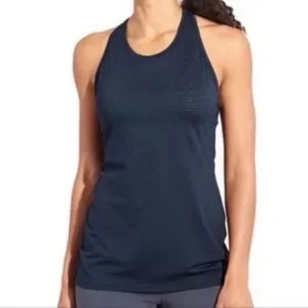 Athleta Chi Dot Mesh Racerback Tank Top | Blue | Size Small | EUC